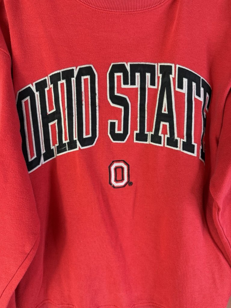 Vintage 90s Ohio State Crewneck Sweatshirt Faded Red — image 3 of 8